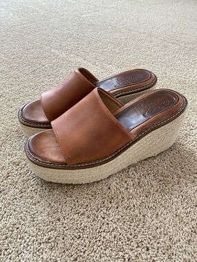 Freebird by Steven Tan Leather Espadrille Platform Slides